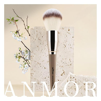 Anmor Powder Brush, Professional Large Fluffy Powder Blush Makeup Brush, Perfect for Blush Bronzer and Setting Powder, Luxurious Soft Synthetic Bristles