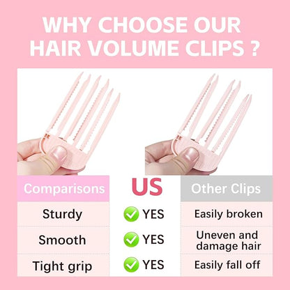 2PCS Volumizing Hair Clips for Women, Hair Volume Clip Styling Tools Volumizing Comb for Fluffy Bangs Clips for Root Lift, Root Booster Clips, Pink