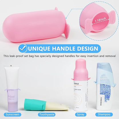 16 Pack Travel Essentials Silicone Bottle Covers,Accessories Luggage for Women Men,Travel Size Toiletries,Elastic Sleeves for Leak Proofing,Cruise Ship Essentials,Cruise Essentials 2024
