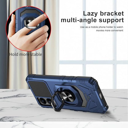 for Cricket Icon 6 / ATT Verge Case with 1 Pack Screen Protector,Dual Layer Hybrid Heavy Duty Defender Protection,Sleek Rugged Reinforced Cushion Corner Kickstand Shockproof Bumper Cover Blue