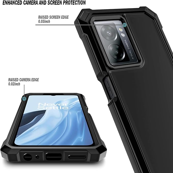 NZND Compatible with OnePlus Nord N300 5G Case with [Built-in Screen Protector], Full-Body Protective Shockproof Rugged Bumper Cover, Impact Resist Phone Case (Black)