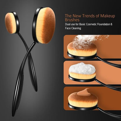 Yoseng Oval Makeup Brushes Set 10 Pcs Professional Oval Toothbrush Foundation Contour Concealer Eyeliner Blending Cosmetic Brushes Tool Set-With Box,Practical White Elephant Gift for Girls Women