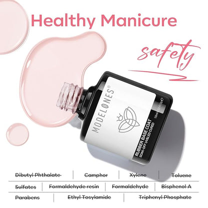 modelones Builder Gel for Nails, Jelly Pink 6 in One Nude Rubber Base Coat Strengthen Apex Building Extension Long Last Protect Soak Off Color Base Gel Manicure for Fragile Nails Art DIY Home Top Coat