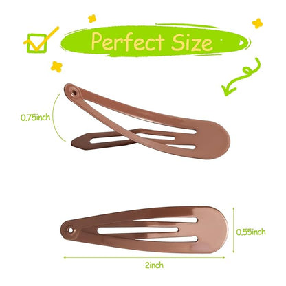 120 Pack Brown Metal Snap Hair Clips - Non-Slip Hairpins Barrettes for Women & Girls, Secure Braids, Updos, Buns - Durable & Lightweight (Plastic Storage Box Included)