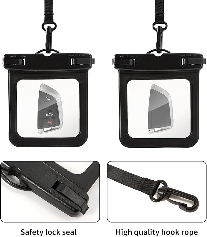2 Pack Submersible Waterproof Wallet Dry Car Key Fob Case Bag,Swimming Surfing Water Sports Small Waterproof Pouch Holder for Door Ship Card Credit ID Card Driver Fishing License Cash Coins