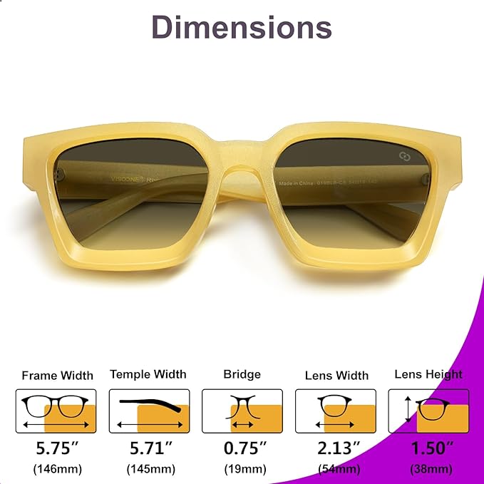 VISOONE Fashion 100% UV400 Protection Rectangle TR90 Y2K Sunglasses Accessories for Women Men RIVER