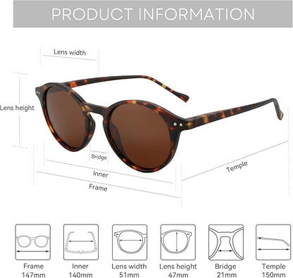 ZENOTTIC Polarized Round Sunglasses, Stylish Sunglasses for Men and Women Retro Classic, Multi-Style Selection