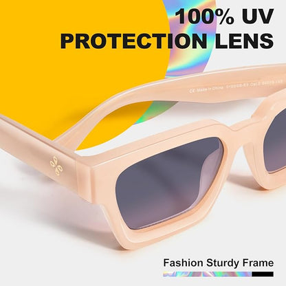 VISOONE Fashion 100% UV400 Protection Rectangle TR90 Y2K Sunglasses Accessories for Women Men RIVER