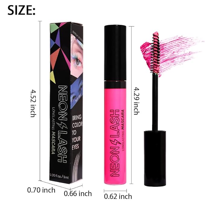 2 Colored Mascara for Eyelashes Set,Red Purple Halloween Fluorescent Colorful Waterproof Long lasting Charming Voluminous Mascara for Women Cruelty Free Vegan Eye Makeup (04# Red &06# Purple)