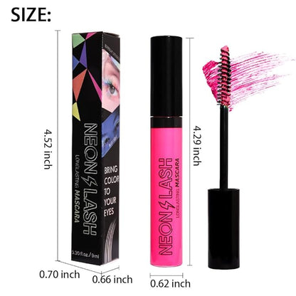 2 Colored Mascara for Eyelashes Set,Red Purple Halloween Fluorescent Colorful Waterproof Long lasting Charming Voluminous Mascara for Women Cruelty Free Vegan Eye Makeup (04# Red &06# Purple)