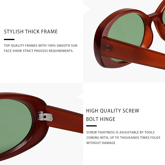 VANLINKER Polarized Retro Oval Sunglasses for Women and Men Small 90s Style VL9580