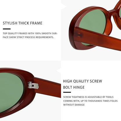 VANLINKER Polarized Retro Oval Sunglasses for Women and Men Small 90s Style VL9580