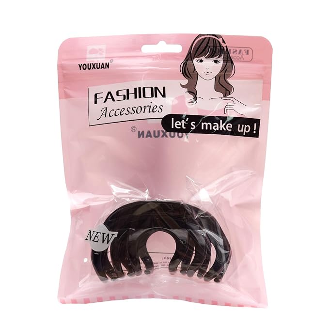4 Inch Hair Claw for Women, Pretty Clip, Grip for Thick Hair, Black