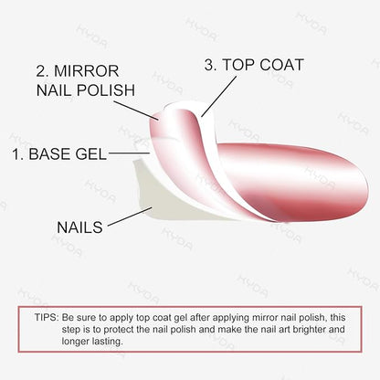Ownest 12 Colors Mirror Nail Polish Set, Mirror Effect Long Lasting Gorgeous Glossy Manicure Nail Art Decoration, Brilliant Manicure Effect Nail Lacquers Kit-12pcs