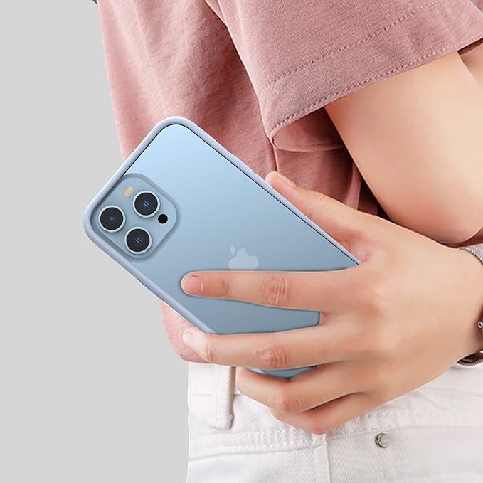 K TOMOTO iPhone 13/13 Pro Silicone Bumper Case (6.1 Inch), Shock-Absorb, Raised Edge Protection, Drop Protection, Silky and Soft Touch, Fog Blue