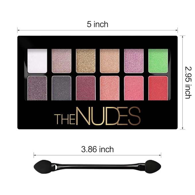 Twelve Eye Shadow Palette, Pink Red Brown Bronze Black Green Champagne Gold Rose Gold Eyeshadow Palette Makeup, Highly Pigmented Pressed Powder,Blendable Matte and Shimmer for Woman girls Eyes 03