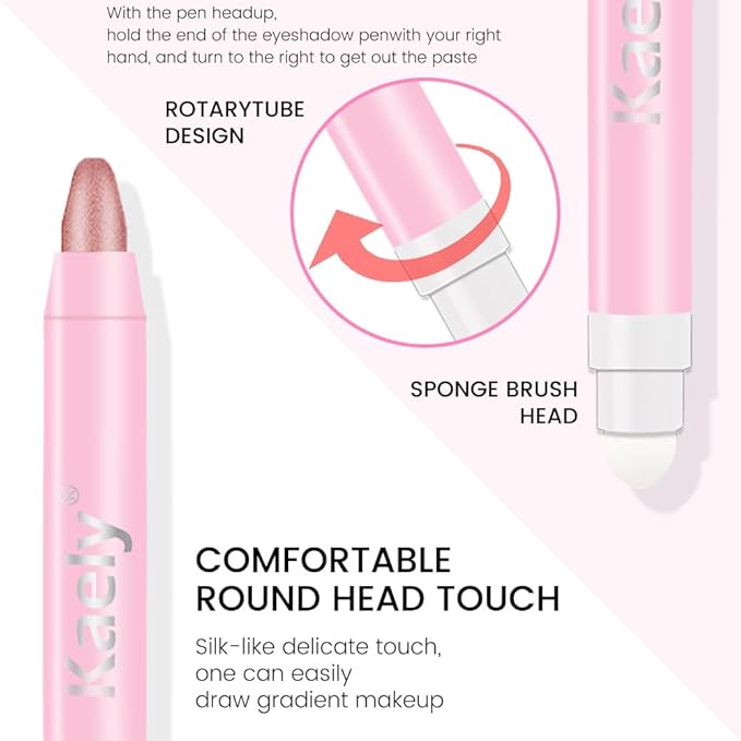 2-in-1 Cream Eyeshadow & Highlighter Stick, Waterproof Rose Pink Shimmer Eye Shadow Pencil for Women, Long-Lasting Pigmented Makeup, sombras para ojos 23