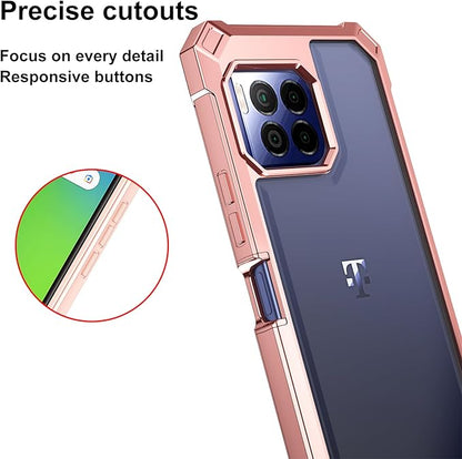 Ailiber for T-Mobile REVVL 7 Pro Case with Screen Protector, Dual Layer Shockproof Bumper, Clear Transparent [Anti Yellowing], Slim Scratch-Resistant Cover for Metro REVVL 7 Pro 5G-Rose Gold