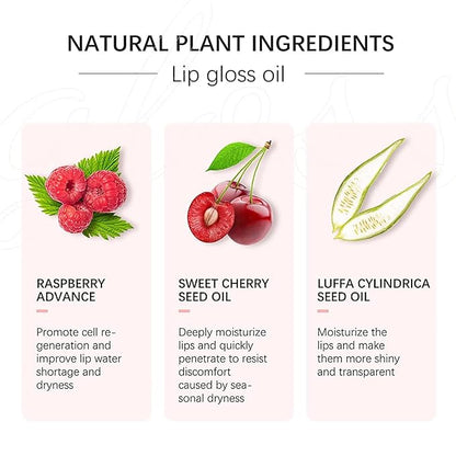2PCS Hydrating Lip Glow Oil, Lip Oil Gloss Transparent Toot Tinted Nourishing Long Lasting Repairing Lightening Lip Lines (PINK) 0.2 OZ