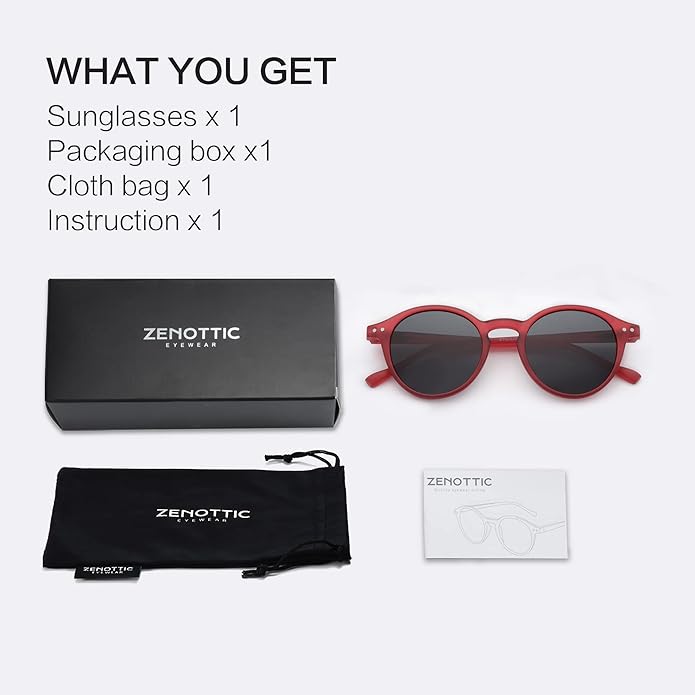 ZENOTTIC Polarized Round Sunglasses, Stylish Sunglasses for Men and Women Retro Classic, Multi-Style Selection