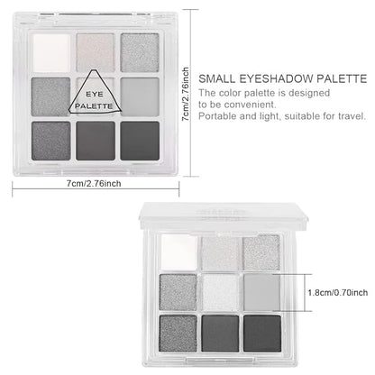 AMY'S DIARY Black Smokey Silver Glitter Shimmer Eye Eyeshadow Makeup Palette,9 Colors Cool Toned Matte Glitter Make Up Black Radiance Eyeshadow Palette Sombras De Ojos Profesional(A)