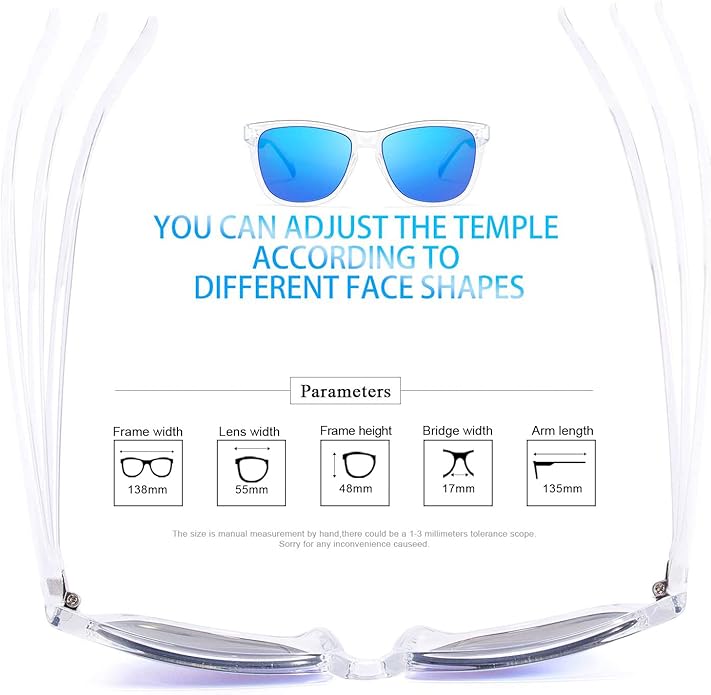 COLOSSEIN Sunglasses Womens,Classic Square Frame UV400 Mirrored Lens,Sunglasses Fit For Beach,Vacation,Driving