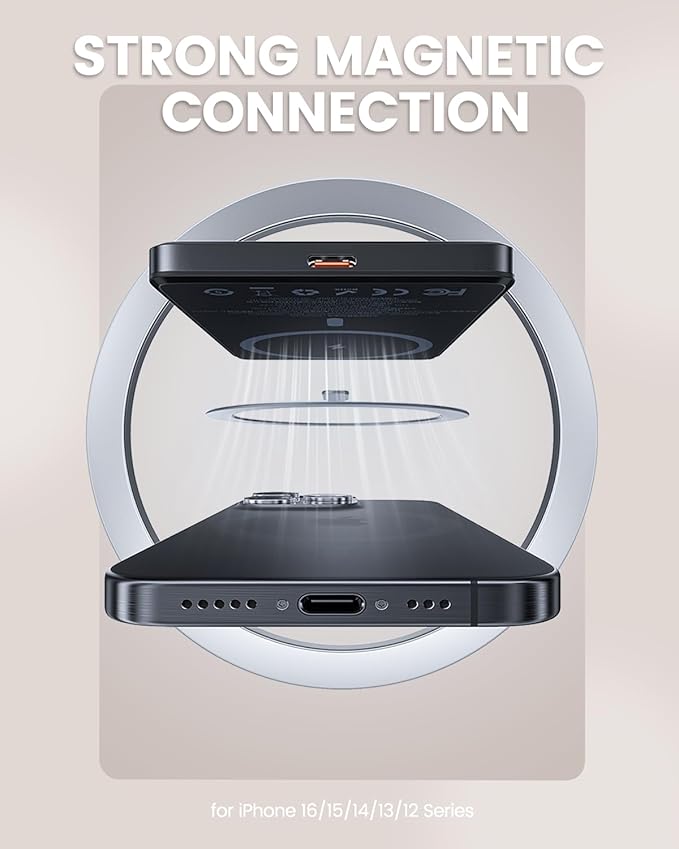Magnetic Battery Pack Compatible with Magsafe,5000 mAh Portable Power Bank, Wireless Charging with Type C Input Output Ultra Slim for iPhone 16/15/14/13/12/ All Series, Little Bear