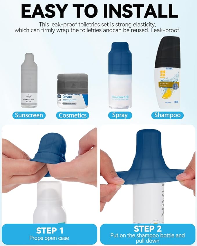 16 Pack Silicone Bottle Cover,Travel Essential for Women Men,Cruise Ship Essentials 2025,Beach Vacation Essentials,Travel Size Toiletries,Airplane Travels Accessories Elastic Sleeve for Leak Proofing