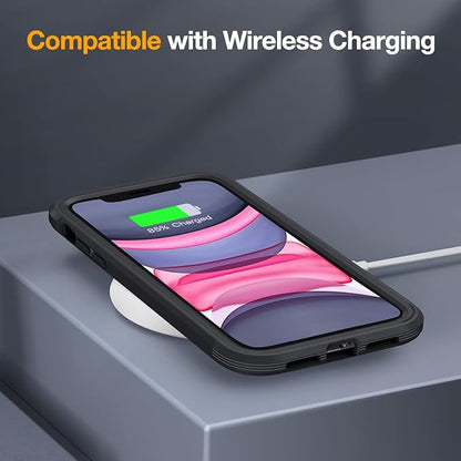 Miracase Glass Series Designed for iPhone 11 Case [2023 Upgraded] Full-Body Rugged Bumper Case with Built-in 9H Tempered Glass Screen Protector and Camera Protector (Matte Black)