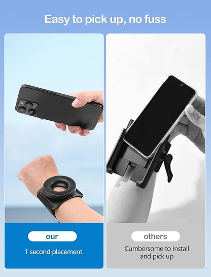 TOPGO Running Phone Holder for iPhone [360° Rotatable & Upgrade Anti-Drop] Magnetic Wrist Phone Holder, Magsafe Armband Compatible with iPhone 16 Pro and Android - Black