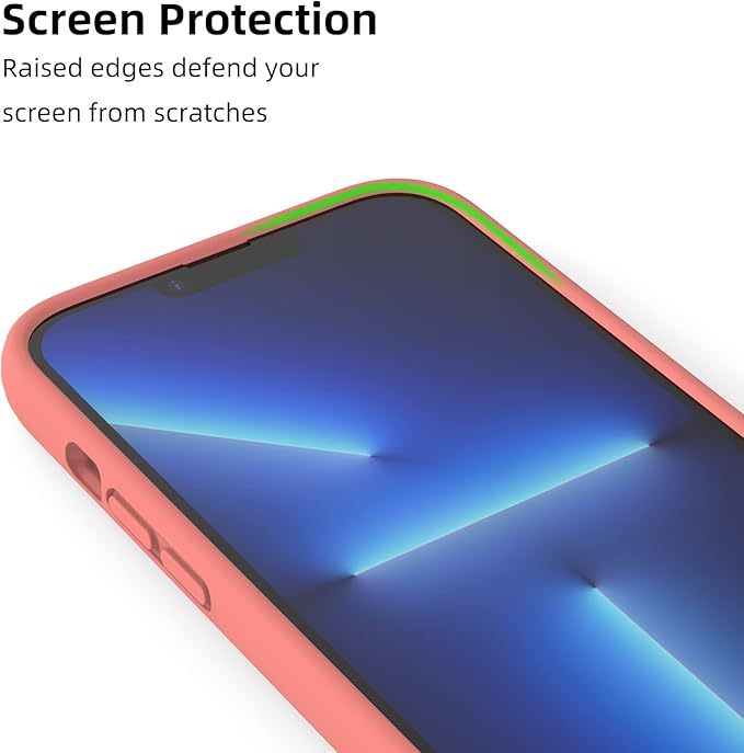 K TOMOTO Compatible iPhone 13 Pro Max Bumper Case (6.7 Inch), Liquid Silicone Bumper with Shock Absorption, Raised Edge Protection, Drop Protection, Silky and Soft Touch Frame, Coral