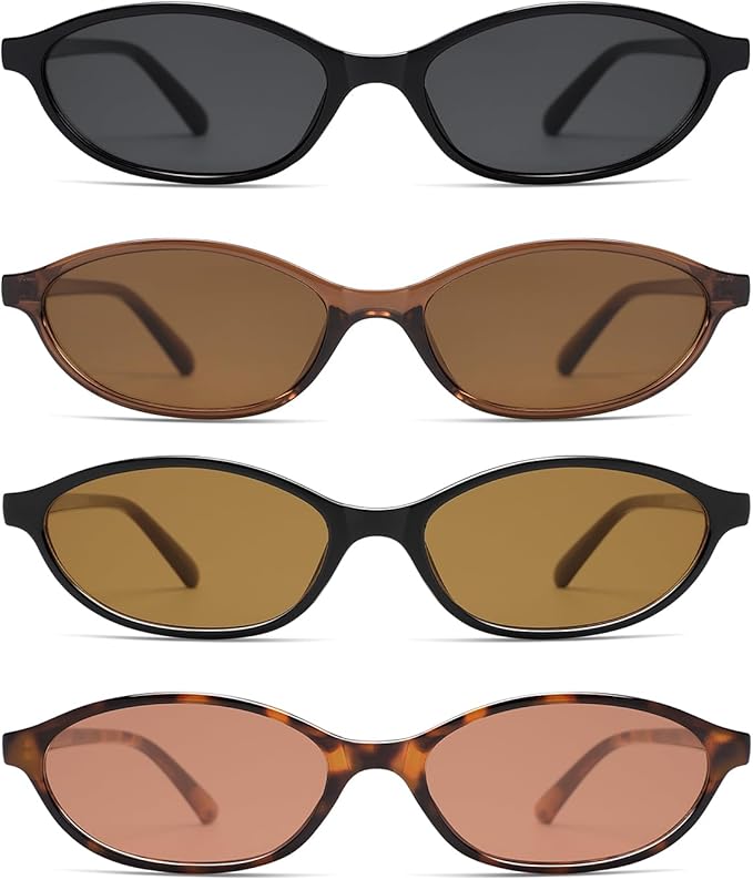 Retro Oval Cat Eye Sunglasses for Women Y2k Trendy Narrow Sunnies Designer Sun Glasses AR82253