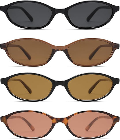 Retro Oval Cat Eye Sunglasses for Women Y2k Trendy Narrow Sunnies Designer Sun Glasses AR82253