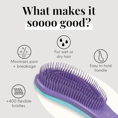 Lily England Detangler Hair Brush for Curly, Thick, Straight & Natural Hair - Gentle Detangling Brush for Women, Kids & Toddlers with Flexible Bristles - Smooth Hairbrush for Wet & Dry Hair, Ombre
