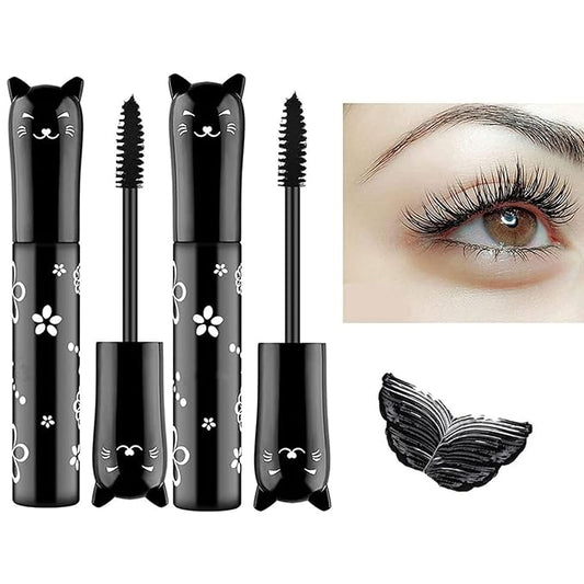 2 PCS black Cat eye mascara Eyes Makeup Color Mascara Waterproof Fast Dry Eyelashes Curling Lengthening Makeup Eye Lengthening, Lifting, Curling