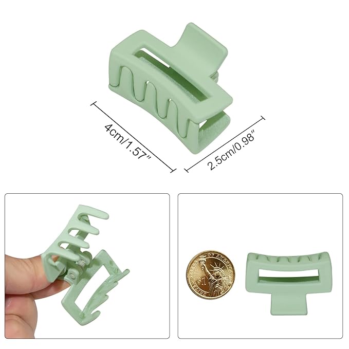 Cobinaan Hair Clips for Women Girls, Small Claw Clips for Thin/Medium Thick Hair, 1.5 Inch Mini Hair Jaw Clips, Matte Rectangle Nonslip Clip - Light color, 10 Pieces