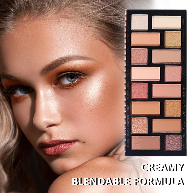 Sixteen Color Matte Shimmer Eyeshadow Makeup Palette, Nude Rose Red Brown Purple Coffee Yellow 16 Color Series, Daily Life & Prom Velvety Matte Glitter Finish Eye Makeup Looks,Vegan & Cruelty-Free 02