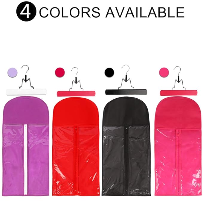 2 Pack Hair Extension Storage Bag Hair Extension Hanger Strong Holder Dust-Proof Portable Suit with Transparent Zip Up Closure- Lightweight, Waterproof and Portable (Black)