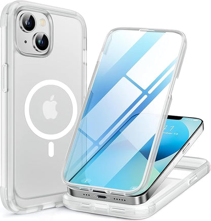Miracase Glass Series Designed for iPhone 13 Mini Case 5.4 inch, 2023 Upgrade Full-Body Magnetic Clear Case with Built-in 9H Tempered Glass Screen Protector,Compatible with MagSafe,Clear