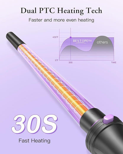 5 in 1 Curling Iron, Curling Wand Set with Thermal Brush, Flat Iron Hair Straightener, 3 Ceramic Irons (0.35"-1"), 13 Adjustable Temps, Hair Curler Waver with Heat Resistant Mat, Glove, Clip