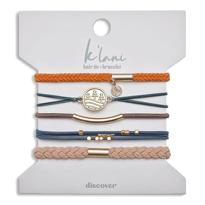 K'lani Discover Bracelets for Women – Elastic Bracelets and Boho Hair Ties – Cute Hair Ties for Women and Hair Tie Accessories – Stylish Bracelets Boho Style for Hair and Wrist – Set of 5 (Small)
