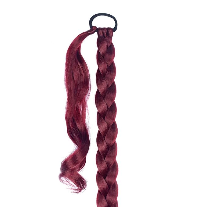 2 Pack Long DIY Braided Ponytail Extension with Hair Tie Straight Wrap Around Hair Extensions Ponytail(bug#)