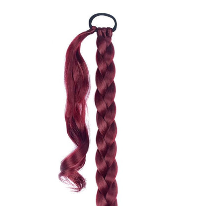 2 Pack Long DIY Braided Ponytail Extension with Hair Tie Straight Wrap Around Hair Extensions Ponytail(bug#)