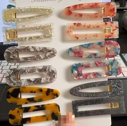 12 Pieces Acrylic Resin Marble Hair Clips Set, Decorative Pearls Hair Barrettes Sweet Decorative Bobby Pins Hairpin Headwear Hair Accessories Headwear for Women and Girls…