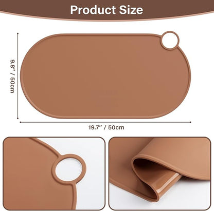 Noverlife Silicone Makeup Mat, Heat Resistant Vanity Protector Mat, Large Curling Iron Pad Protector for Vanity Top, No Slip Hot Tools Mat, Foldable Vanity Mat for Makeup Hair Styling Tool, 19.6"x9.8"