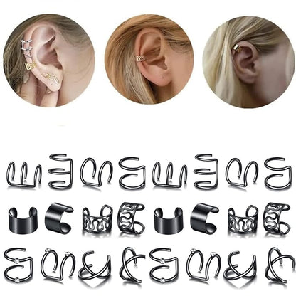 24 Pcs Black Hair Braids Dreadlock, Non-Piercing Ear Clip Beard Beads Cuffs Clip Hair for Women Men Hair Accessories Styling Jewelry Tools