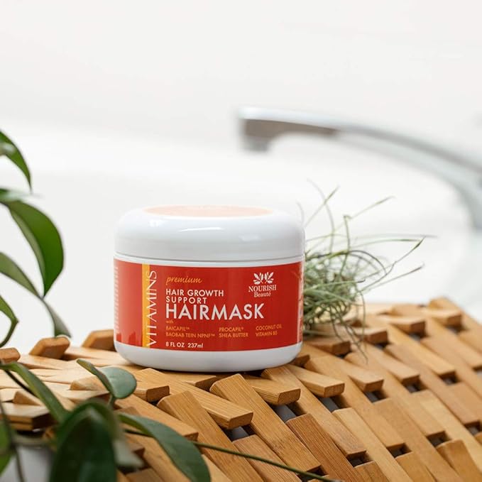 Nourish Beaute Premium Hair Mask for Hair Loss and Deep Conditioning to Promote Hydration and Regrowth on Dry Damaged Hair for Men and Women, 8 Ounces