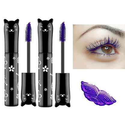 2 PCS Purple Cat eye mascara　Colored Makeup Waterproof Fast Dry Eyelashes Curling Lengthening Makeup Eye Lengthening, Lifting, Curling