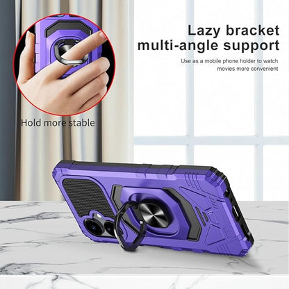 for Boost Mobile Celero 5G 2024 Case with 1 Pack Screen Protector,Dual Layer Hybrid Heavy Duty Defender Protection,Sleek Rugged Reinforced Cushion Corner Kickstand Shockproof Bumper Cover Purple