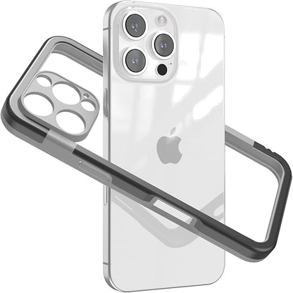 for iPhone 16 Pro Max Bumper Case, Hybrid Protection Heat Dissipation Frame No-Back Phone Cover Case 6.9" 2024 - Black & Gray